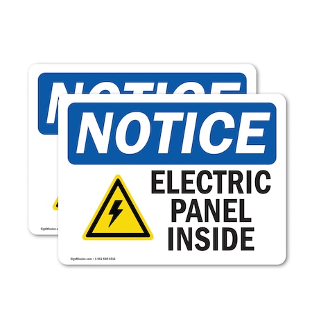 Signmission Electric Panel Inside Sign With Symbol, 7 in W x Rectangle, Vinyl Decal OS-2PACK-NS-D-57-L-11634